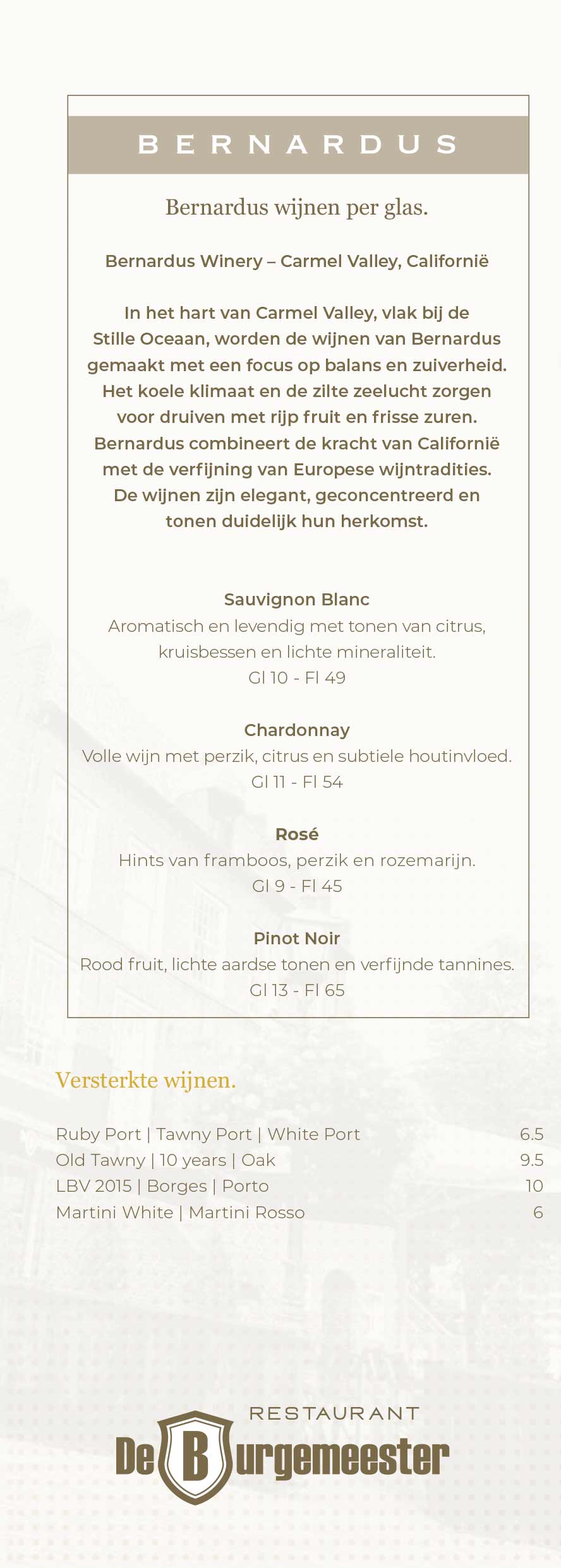 De borrelkaart van De Burgemeester Oirschot